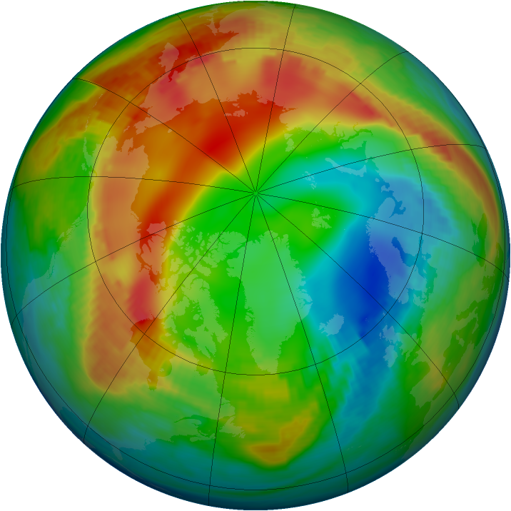 Arctic ozone map for 23 January 1992